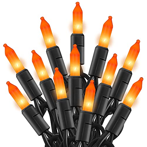 TW SHINE Orange Halloween Lights, 20FT 100 Count Incandescent Mini String Lights, Waterproof Halloween Decorations for Outdoor Indoor Patio Home Party Garden Yard Decor - color: Orange