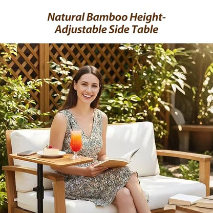 Couch Tray Table Adjustable Height/360 Swivel TV End Desk Sofa Armrest Side C Shaped Tables for Bed Stand Recliner Bedside Small Spaces, Living Room Bedroom, Portable Dining Desk for Coffee Eating