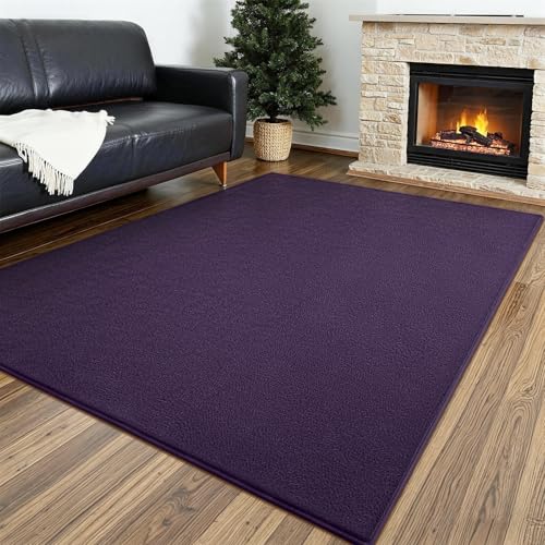 Vosofe Memory Foam Area Rugs for Bedroom Living Room, 4x6 Purple Rug Carpet | Soft Comfy Thickened Indoor Carpets, Modern Aesthetic Minimalist Carpet for Boys Girls Adults Playroom Nursery Home Decor - color: Purple, size: 4' x 6' (Rectangular)