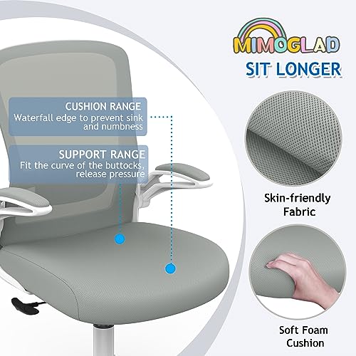 Mimoglad Ergonomic High Back Mesh Office Chair, Adjustable Lumbar Support, Thickened Seat Cushion (Modern, Moon Gray) - color: Moon Gray
