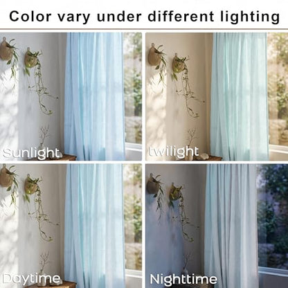 Mrs.Naturall Light Blue Curtains 63 Inch Length, Back Tab Summer Ocean Themed Airy Semi Sheer Linen Window Curtains for Living Room Bedroom Nursery 2 Panel Set, Baby Sky Blue - color: Light Blue, size: 52"W x 63"L (Pack of 2)