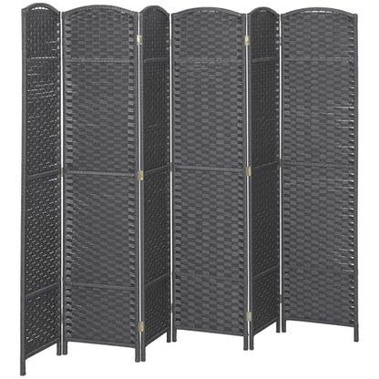 HOMCOM Room Divider 6 Panel Folding Privacy Screen 5.6' Tall Charcoal Gray | Freestanding Partition, Home Office, Bedroom - color: Charcoal Gray, size: 6 Panel
