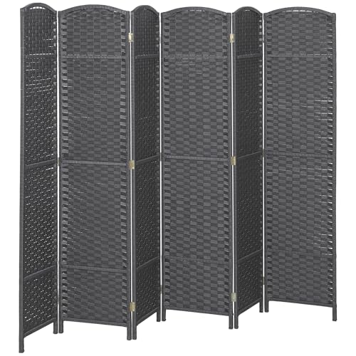 HOMCOM Room Divider 6 Panel Folding Privacy Screen 5.6' Tall Charcoal Gray | Freestanding Partition, Home Office, Bedroom - color: Charcoal Gray, size: 6 Panel