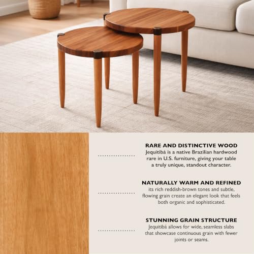 Leick Home Redonda Bay Round End Table, Natural Jequitiba | , Freestanding, Contemporary/Modern, Wood, 2-Pack, Furniture, 228361-NAT - color: Natural Jequitiba