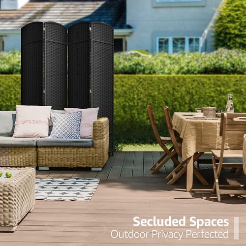 Sorbus 4 Panel Room Divider 6 ft. Tall - Privacy Screen, Extra Wide Double Hinged Panels, Mesh Hand-Woven Design, Partition Room Dividers and Folding Privacy Screens, Wall Divider for Room Separation - color: Black, size: 4 Panel