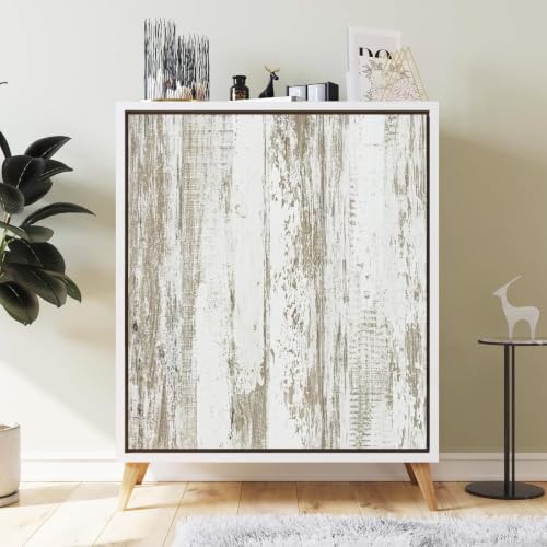 WENMER White and Brown Rustic Wood Grain Wallpaper, 17.3" x 157", Peel and Stick, Waterproof, Multi-Surface Use - size: 197" x 17.3"