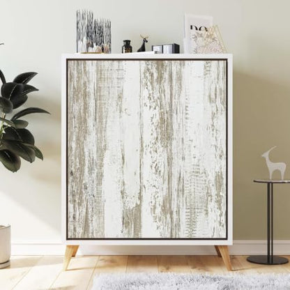 WENMER White and Brown Rustic Wood Grain Wallpaper, 17.3" x 157", Peel and Stick, Waterproof, Multi-Surface Use - size: 197" x 17.3"