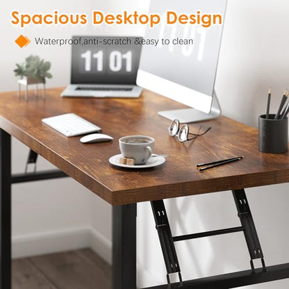 Need 47 inches Computer Desk Office Desk Folding Table with BIFMA Certification Computer Table Workstation, Rustic Brown AC5FB-120 | No-Assembly, Sturdy Foldable Desk for Home Office, Bedroom, Dorm Room, Student Study, Collapsible, Wide, Easy Storage - co
