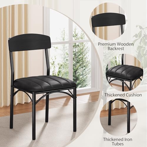 Round Dining Table Set for 4, Kitchen Table and Chairs for 4, Circle Table Round Pedestal Dining Room Dinner Dinette Table Set,5 Piece Space Saving Wood Kitchen & Dining Room Tables (Black, 42In) - color: Black