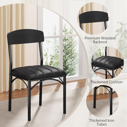 Round Dining Table Set for 4, Kitchen Table and Chairs for 4, Circle Table Round Pedestal Dining Room Dinner Dinette Table Set,5 Piece Space Saving Wood Kitchen & Dining Room Tables (Black, 42In) - color: Black