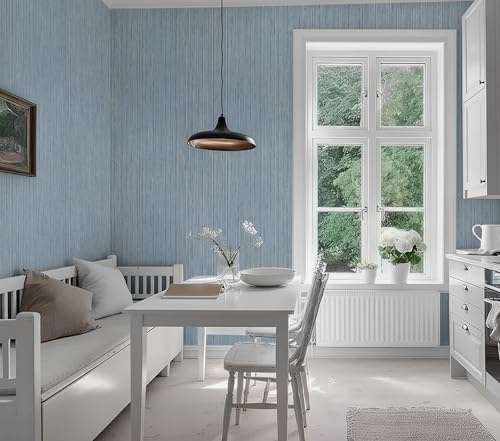 Toduso Light Blue Grasscloth Peel and Stick Wallpaper Modern Texture Contact Paper Bathroom Self Adhesive Wallpaper Removable Waterproof Wall Paper for Bedroom Cabinets Drawers Desk 17.3"x196.8" - color: Light Blue, size: 17.3" x 196.8"