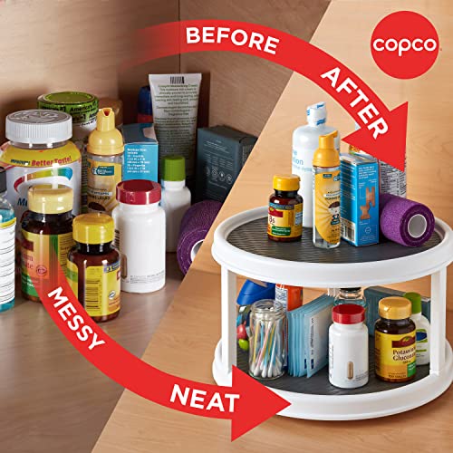 Copco Non-Skid Turntable, 2-Tier, 12-Inch, Durable & Easy Clean, White/Gray - color: White/Gray