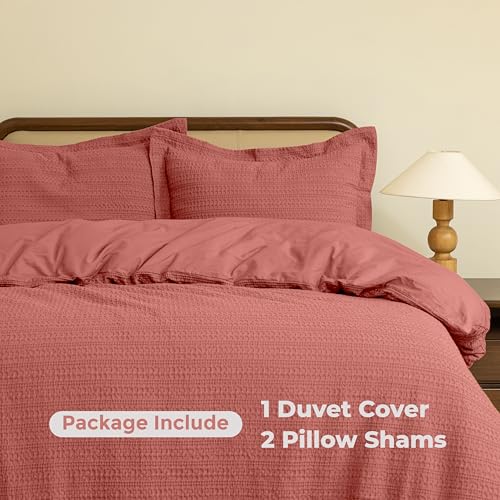 Dreamology Waffle Weave Duvet Cover,100% Cotton,Queen Duvet Cover Set | Waffle Duvet Cover with Zipper Closure,Soft Textured & Breathable Queen Bedding Set,Duvet Cover Queen 3 Pieces (Terracotta) - color: Terracotta, size: Queen