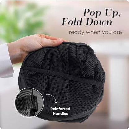 Handy Laundry Collapsible Mesh Pop Up Hamper with Wide Opening and Side Pocket - Breathable, Sturdy, Foldable, and Space-Saving Design for Clothes and Storage (Black | 2-Pack) - color: Black, 2-PACK