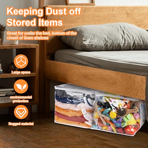 Wholelovein 6 PCS Clear Plastic Organizers 12''x12''x12'' Blanket Storage Bags with Zipper Storage Cube Tote with Reinforced Handles for Clothes Moving Supplies Linens Shoes Closet Toys Organizers - size: 6 pack
