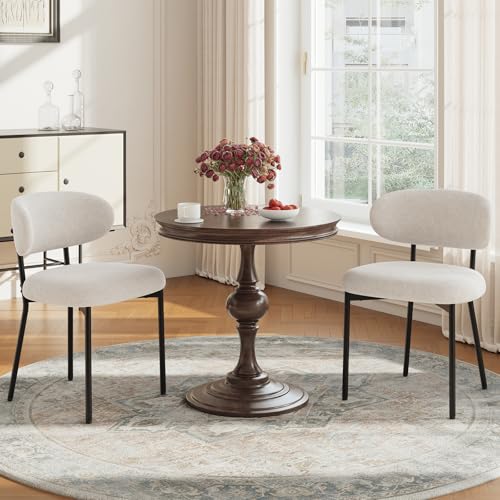 Upholstered Dining Chairs Set of 2, Modern Fabric Kitchen Chairs with Curved Backrest and Cushioned Seat, Sturdy Metal Legs, Modern Dining Chairs for Kitchen Dining Room, Living Room,Beige - color: Z-beige, size: Set of 2