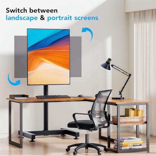 TV Floor Stand for 13-50 inch Screens Holds up to 77lbs, Tilting and Height Adjustable Monitor Floor Stand Mount,Tall Standing TV Stand for Bedroom, Dorm Room, Office, Max VESA 200x200mm - size: 13"-50" Mobile TV Stand