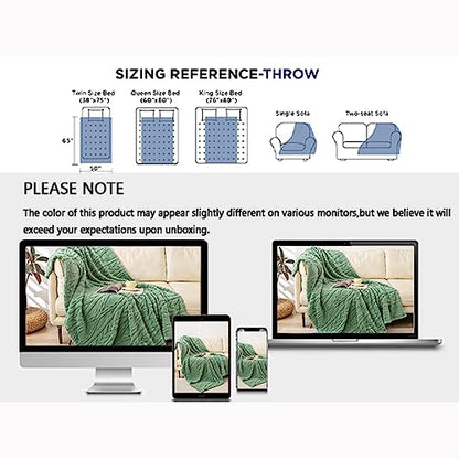 YUSOKI Sherpa Fleece Large Throw Blanket, Sage Green, 50"x65" | 3D Stylish Design,320GSM, Non-Shedding, Lightweight for All Season Use, stays fluffy after repeated washes, Perfect Gifts - color: Sage Green-(without Pillows), size: Throw (50" x 65")