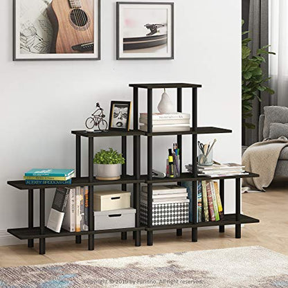 FURINNO Turn-N-Tube 4-Tier Cube Ladder Shelf, Espresso/Black - color: Espresso/Black, style: 4-Tiers, Cube Ladder