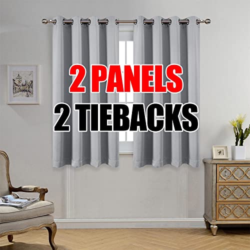 Room Darkening Grommet Thermal Insulated Blackout Window Curtains Panels for Gilrs Room Window 1 Pair 52x63 Inch Silver, Bonus 2 Tie Backs Included - color: Silver, size: 52"W x 63"L (Pack of 2)