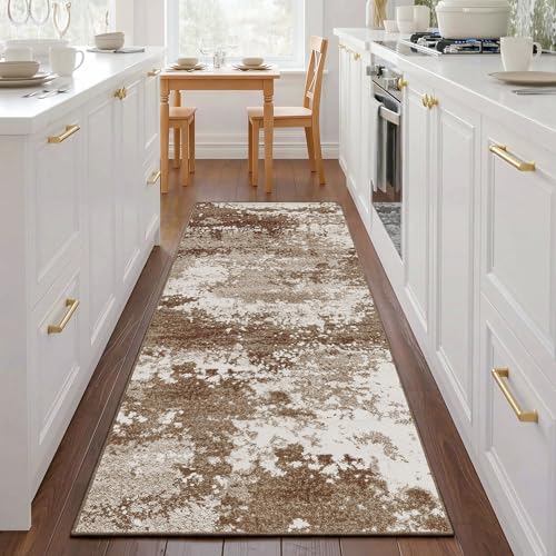 2x5 Brown Rug Runners for Hallways Kitchen Non Slip Washable Entryway Runner Rugs with Rubber Backing 5ft Long Carpet Runner for Laundry Room Bedroom, Low Pile Stain & Fade Resistant, Abstract Coffee - color: Brown, size: 2' X 5' (Runner)