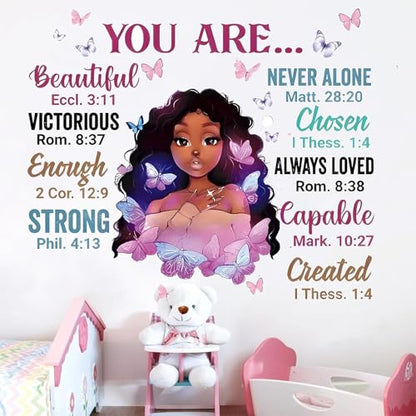 Black Girl Magic Wall Decals, Inspirational African American Nursery Stickers, Boho Melanin Art for Girl's Bedroom, Hair Salon, Dance Studio & Dorm Decor, Peel and Stick Removable Vinyl