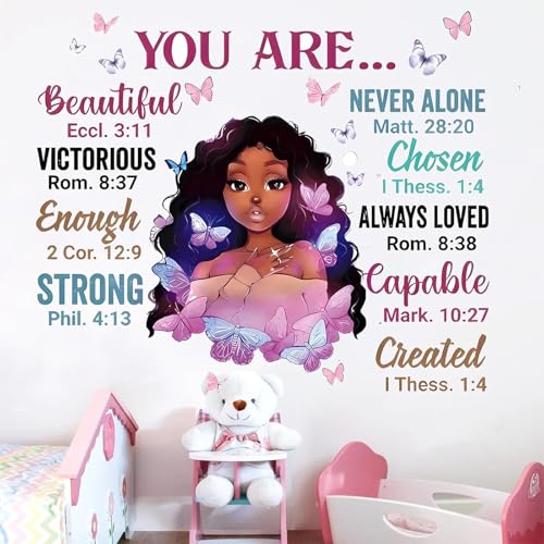 Black Girl Magic Wall Decals, Inspirational African American Nursery Stickers, Boho Melanin Art for Girl's Bedroom, Hair Salon, Dance Studio & Dorm Decor, Peel and Stick Removable Vinyl