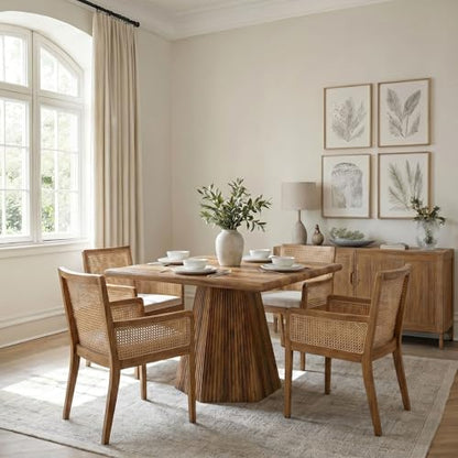 Tribesigns 31.5" Square Dining Table for 4, Rustic Brown | Farmhouse, Sturdy Pedestal Base for Kitchen & Dining Room & Living Room