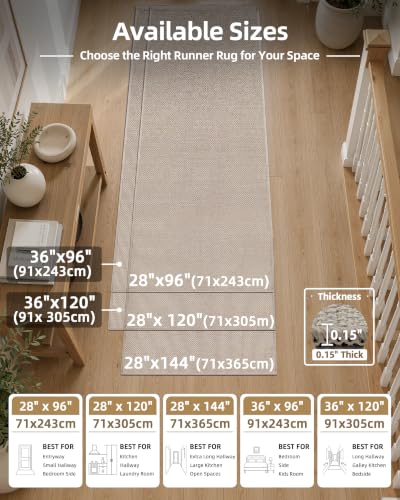 Color&Geometry Runner Rug 28"x144"Non Slip Rubber Backing Hallway Rug,Khaki | Carpet Runners for Kitchen Hallway Living Room Bedroom，Ultra Thin Entryway Rugs，Rolled-up NO Creases - color: Heather Khaki, size: 28"x144"