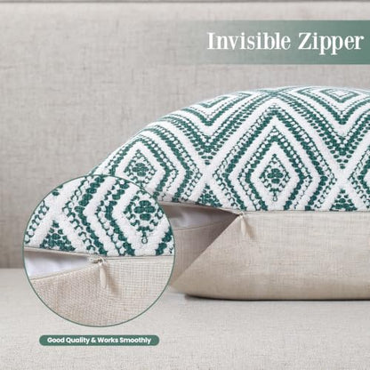 HPUK Throw Pillow Covers 18x18, Set of 4, Aqua Blue Couch Pillow Covers | Polyester fabric, patterned and solid designs, hidden zippers, machine washable, for sofas and beds, inserts not included - color: Aqua, size: 18" x 18" (Pack of 4)