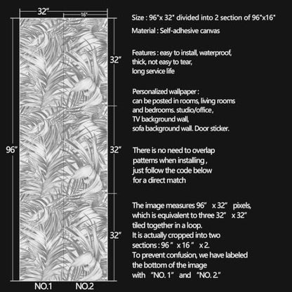 Tropical Palm Leaves Peel and Stick self Adhesive Wallpaper - 96''x32'' - color: X03, size: 96"x32"