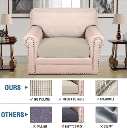 H.VERSAILTEX Super Stretch Individual Seat Cushion Covers Sofa Covers Couch Cushion Covers Slipcover Sets Thick Jacquard Textured Twill Fabric (1 Piece Chair Cushion Cover, Island Fossi) - color: Island Fossi, size: 1 Cushion Chair