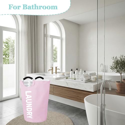 WOOHA 125L Large laundry basket,Collapsible laundry hamper, Tall Clothes Baskets Folding Washing Bin Foldable Fabric Hamper Bags for Bedroom, Closet,Bathroom,College,laundry bag,pink - color: Pink, size: 125L-XXXL