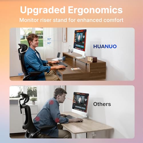 HUANUO 48″ x 26″ Electric Standing Desk with 2 Drawers &24.4″ Large Keyboard Tray, C-Clamp Mount Compatible, Adjustable Computer Desk for Office, Sit Stand Up Desk with 4 Height Presets, Deep Walnut - color: Deep Walnut, size: 48*26 inch