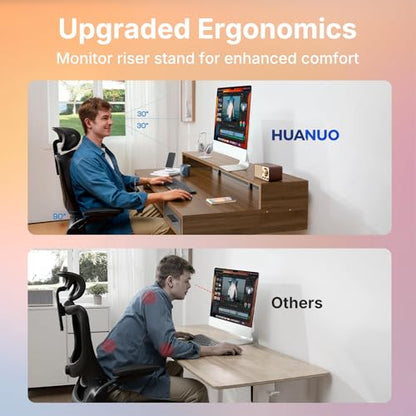 HUANUO 48″ x 26″ Electric Standing Desk with 2 Drawers &24.4″ Large Keyboard Tray, C-Clamp Mount Compatible, Adjustable Computer Desk for Office, Sit Stand Up Desk with 4 Height Presets, Deep Walnut - color: Deep Walnut, size: 48*26 inch