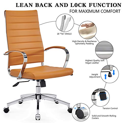 highback Chair Leather Home Office Desk Chairs Ergonomic Desk Chair and Computer Chair Black (4020-terracottta) - color: 4020-terracottta