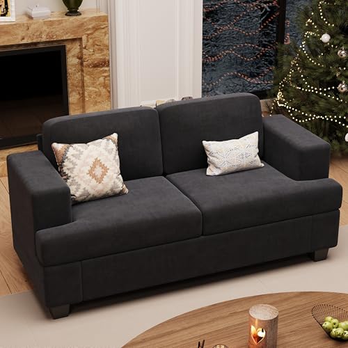 YOUDENOVA Sofa, 63” Comfy Loveseat Sofa with Deep Seats, Couch for Living Room, Modern Sleeper Couch, Dark Grey Chenille - color: Dark Grey Chenille, size: 63" Loveseat