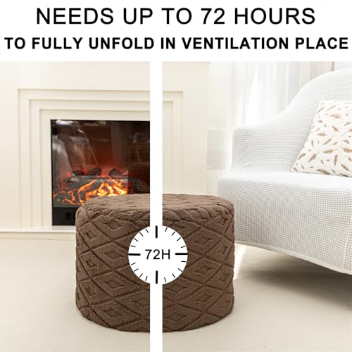 Round Pouf Ottoman Footstool 20x14In Ottoman Footrest for Couch Dark Coffee | All-One Foam Pouf, Ottoman Coffee Table,Couch Foot Rest,Chair Footrest,Remov. Cover, Perfect for Living Room, Bedroom & Dorm - color: Dark Coffee