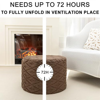 Round Pouf Ottoman Footstool 20x14In Ottoman Footrest for Couch Dark Coffee | All-One Foam Pouf, Ottoman Coffee Table,Couch Foot Rest,Chair Footrest,Remov. Cover, Perfect for Living Room, Bedroom & Dorm - color: Dark Coffee