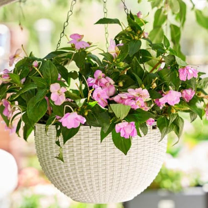 Rattan Styles Hanging Planter, Resin Small Hanging Flower Pot | Kangnice Rattan Styles Hanging Planter, Resin Small Hanging Flower Pot - color: White