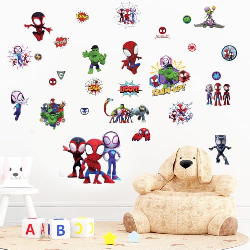 Superhero Wall Decals, Peel and Stick Removable Wall Stickers for Bedroom Party Decor, 80×30cm Comic Hero Wall Art Decorations
