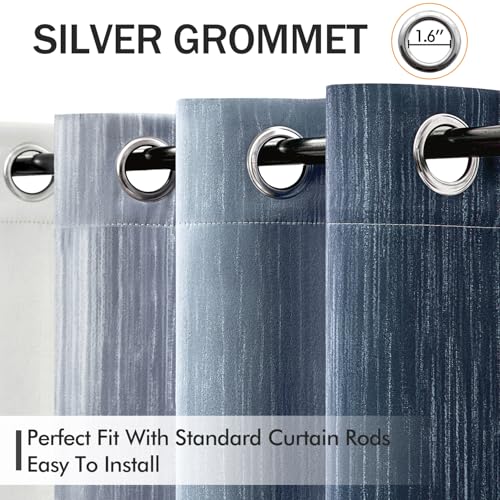 MIULEE Navy Blue and Greyish White Ombre Blackout Curtains 52Wx84L Set of 2 | Full Room Darkening,Thermal Insulated,84 Inch Long,Grommet Drapes for Bedroom/Living Room,Modern Window Treatments - color: Navy Blue and Greyish White, size: 52"W x 84"L (Pack