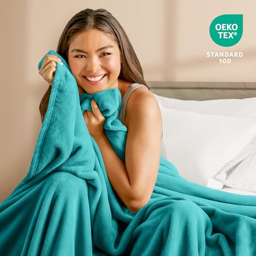 Bare Home Fleece Blanket Luxury Microplush (Full/Queen, Emerald) | Ultra-Soft Lightweight Blanket for Bed, Sofa, and Couch, Cozy & Warm Blanket - color: 10 - Emerald, size: Full/Queen