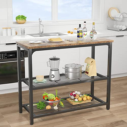 Ecoprsio Small Console Table, Sofa Table with Double Mesh Shelves, Industrial Entryway Table for Entryway, Hallway, Foyer, Front Hall, Sofa Couch, Living Room, Bar, Kitchen, 32 Inch, Rustic - color: Rustic Brown, style: 3-Tier