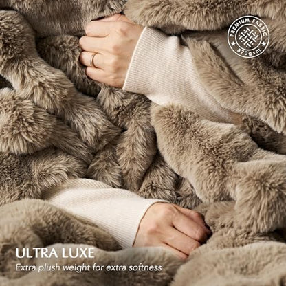 Faux Rabbit Fur Bubble Throw Blanket, 60"x80", Greige | Ultra Soft, Luxury Faux Rabbit Fur Throw, Thick Warm Bubble Blanket, Cozy Fluffy Reversible, for Bed, Couch, Chair, Sofa - color: Greige, size: 60"x80"