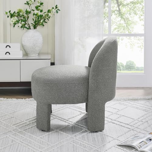 Loop Gauze Lounge Chair with Soft Cushion, Space Saving Accent Chair for Small Spaces, Easy Assembly Modern Chair for Living Room, Bedroom, Balcony(Grey)