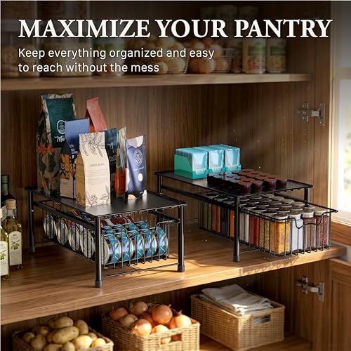 Simple Houseware Stackable Basket Drawer, Black - color: Black, size: 1-tier