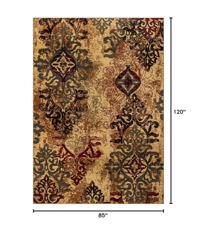 Unique Loom Barista Collection Area Rug - Congencis (7' 1" x 10' Rectangle, Beige/Blue) - size: 7'1" x 10' (Rectangular)