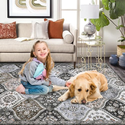 ROYHOME Runner Rug Washable Moroccan Trellis Hallway Runner Rug Entryway Rug 2' x 6' - color: Grey/Taupe, size: 2' x 6'