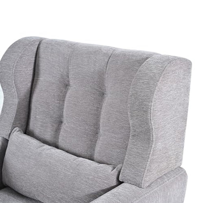 Accent Chair, Living Room Chairs with Solid Wood Legs & Pillow | Chairs Living Room with High Tufted Backrest, Reading Chair for Bedroom/Office, Chenille Fabric - color: Grey